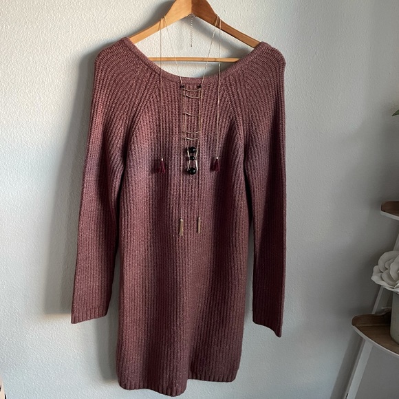 Open Back Chunky Sweater Dress XS - Picture 2 of 10